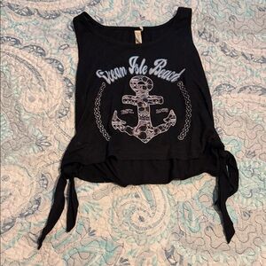Exist Black Anchor Ocean Isle Beach Graphic Crop Top